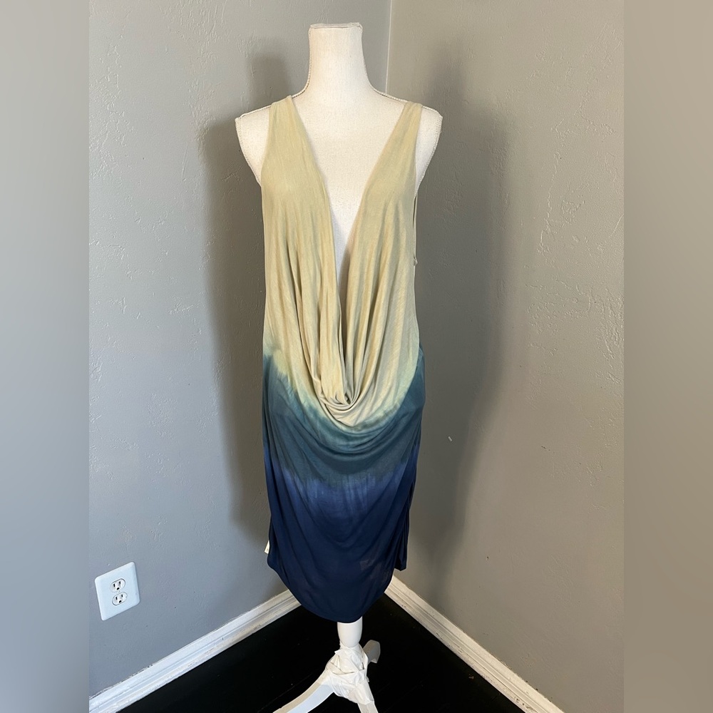 Tara Matthews Elegant Ombre Blue and Cream Dress size XL